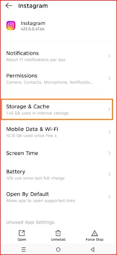 Select its storage and cache.