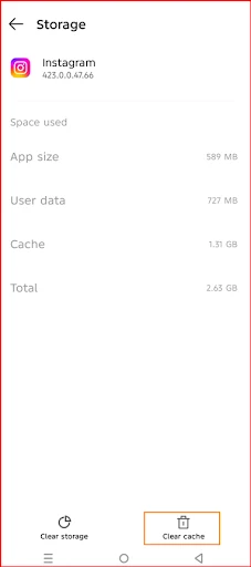 Select clear cache to delete all the temp files consuming space.