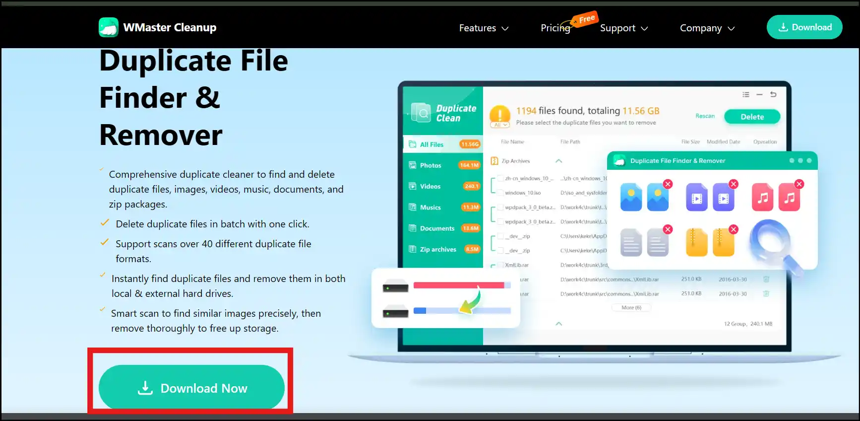 Download WMaster Cleanup to remove duplicate photos from your Windows 10/11.