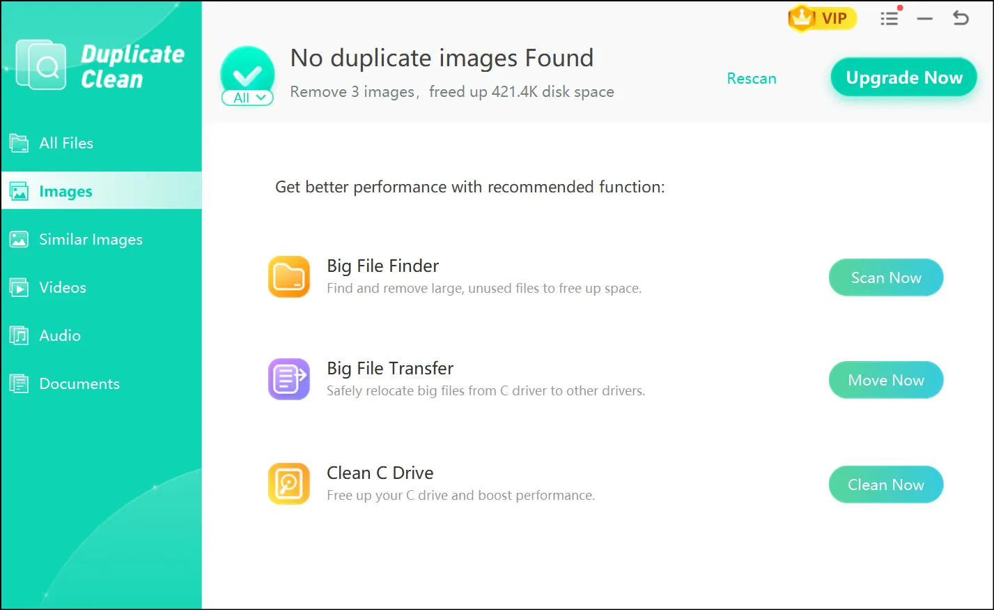 Find out how much space you have recovered with Duplicate Clean feature by WMaster Cleanup.