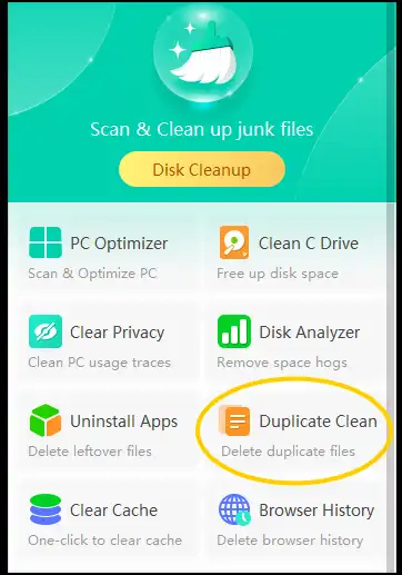 Tap on Duplicate Clean to delete duplicates for faster and cleaner PC.