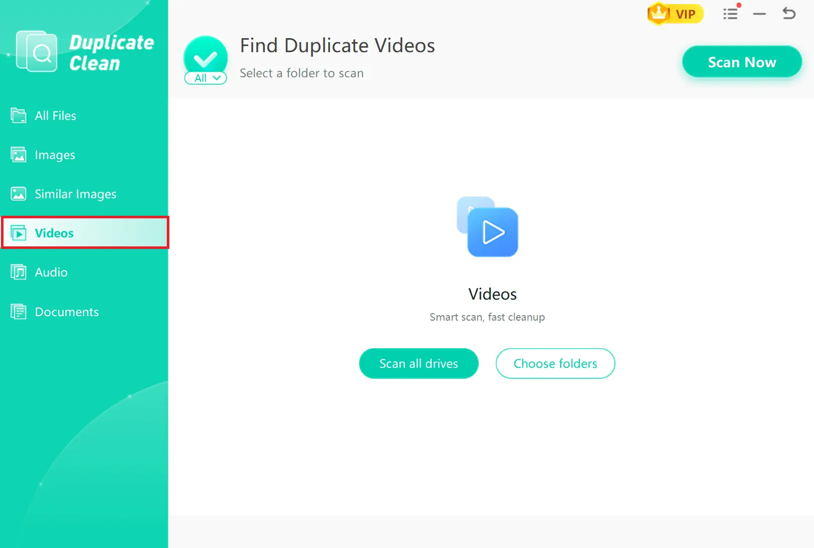 Click Videos on the left-side menu on your WMaster Cleanup app.