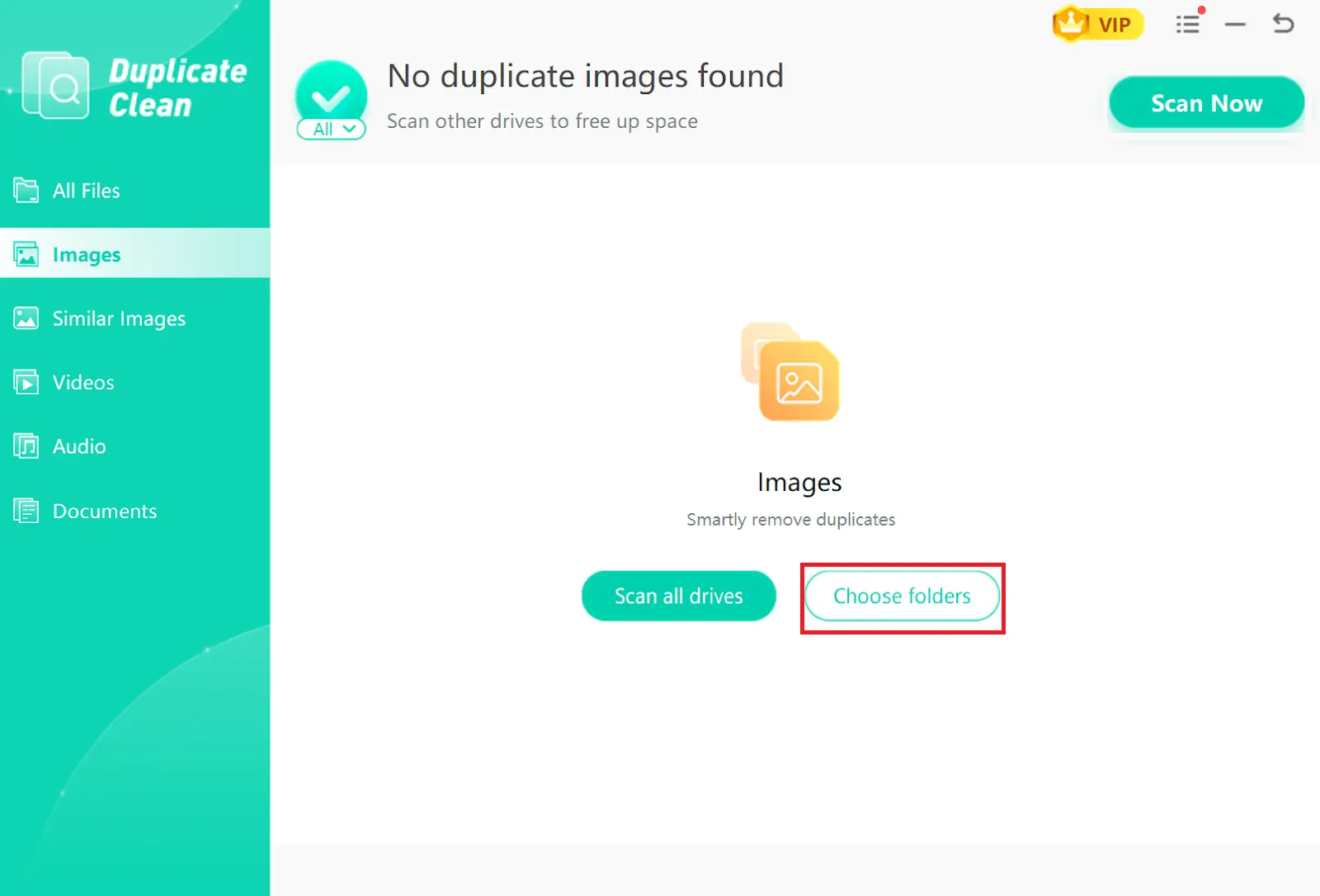 Click Choose Folders on your WMaster Cleanup app.