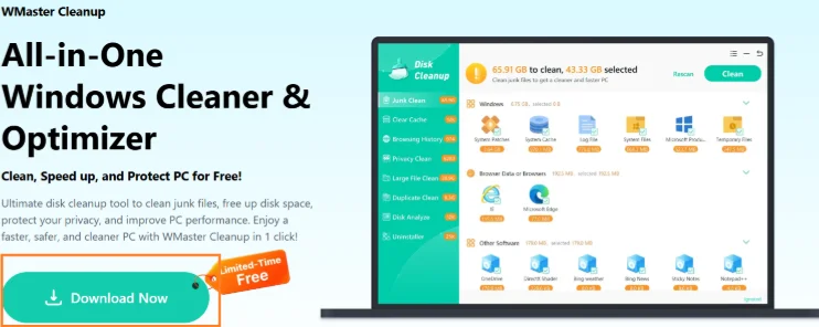 Click on the Download now option to clean your C drive.