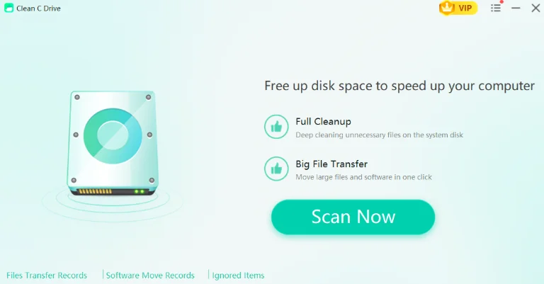 Click on the Scan Now option for thorough scanning of your C drive.