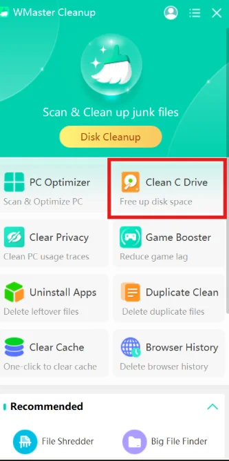 Open Clean C drive feature to free up space on your Windows 10 & 11.