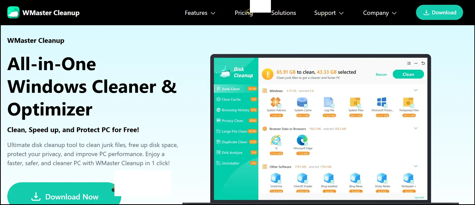 Download WMaster Cleanup to free up space on your C drive.