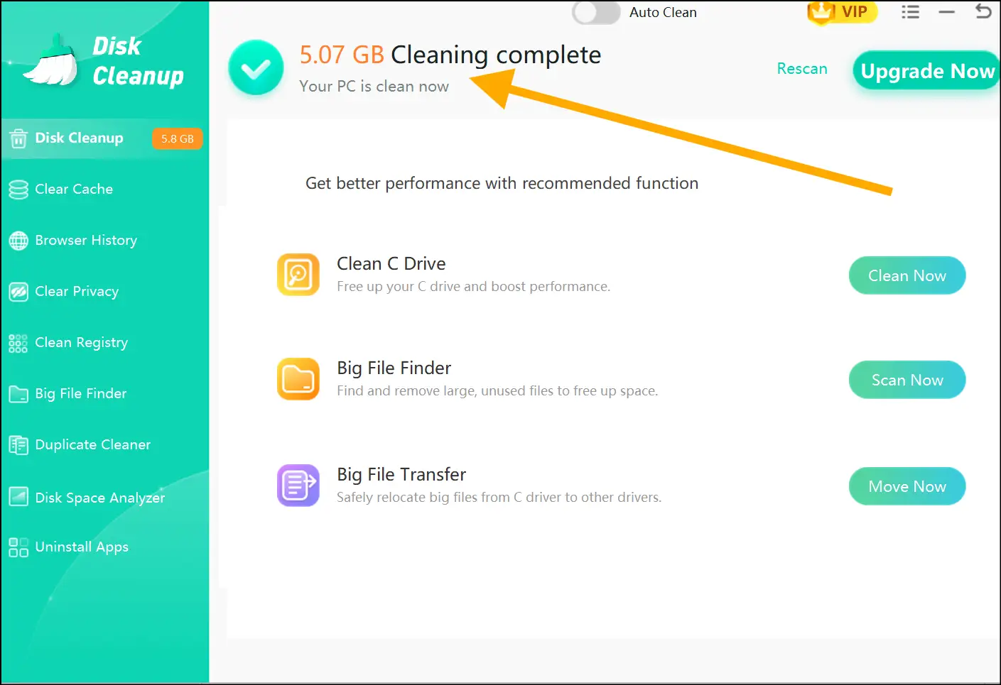 View how much space your freed up to get cleaner and faster Windows 11.