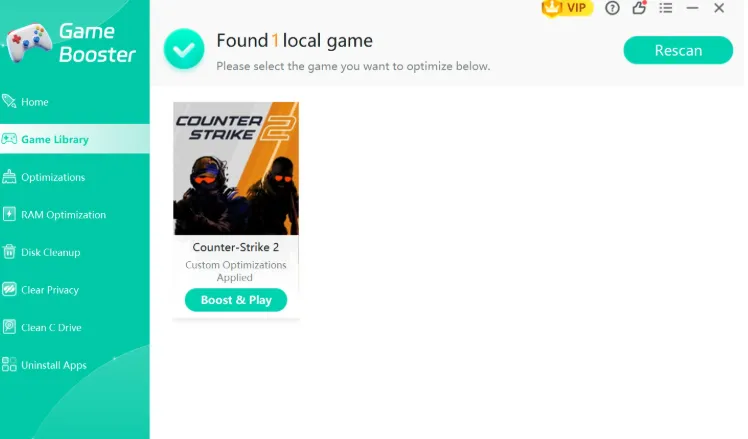Click the Scan in the Game Library to begin to detect the local installed games