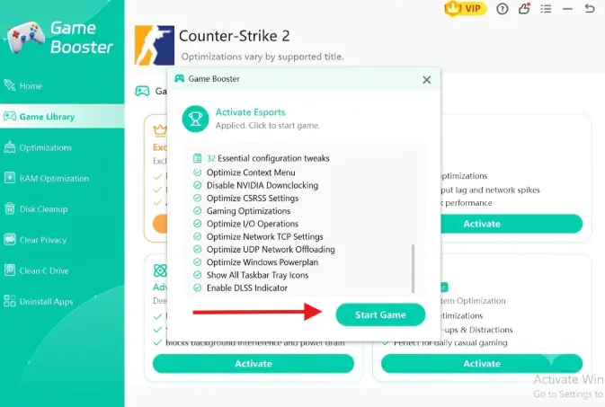 Click start games to launch CS2.