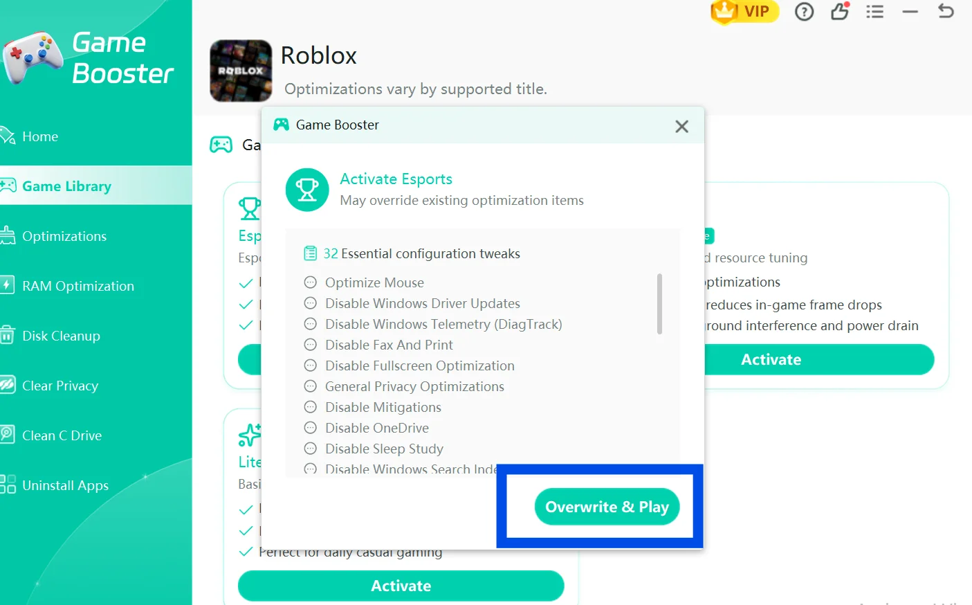 Click overwrite and play.