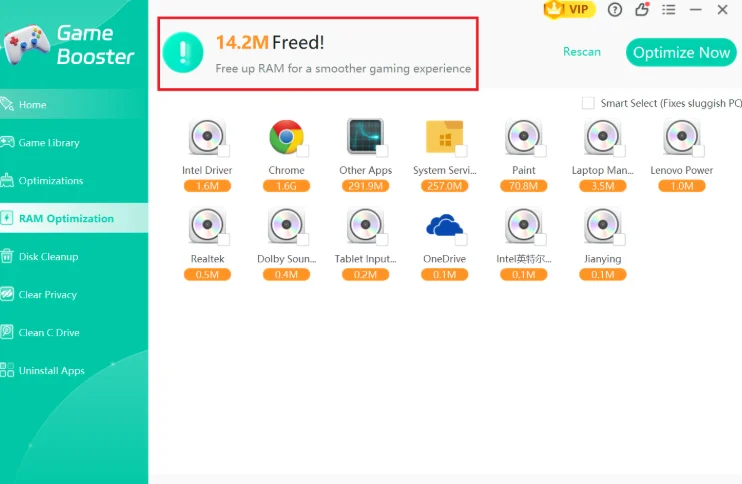 Review how much space has been freed up.