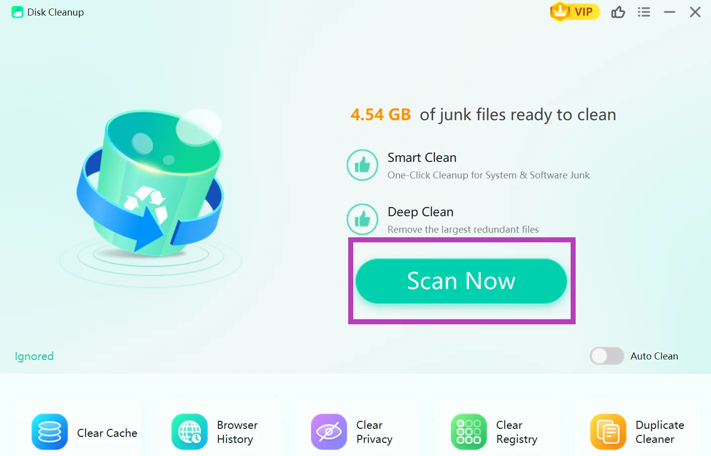 Disk Cleanup scan to remove junk files and improve game FPS.