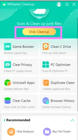 Click on Disk Cleanup feature to clean your PC for better speed.