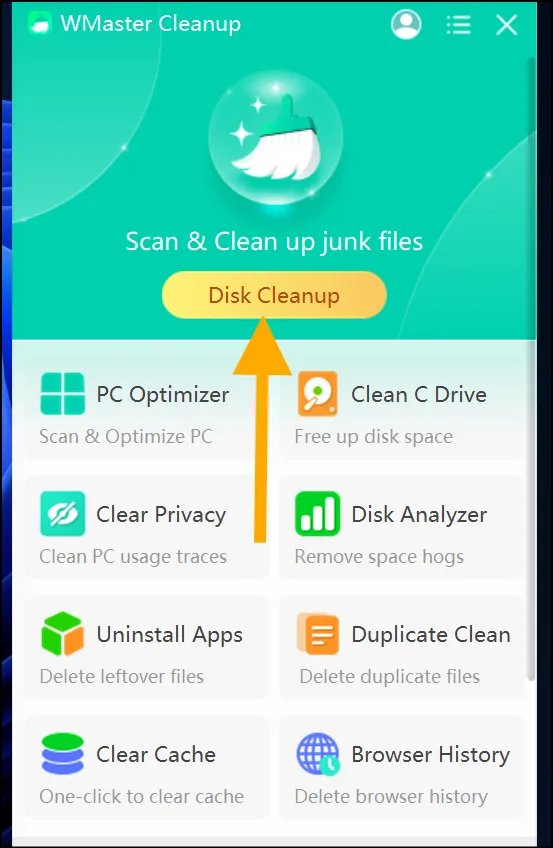 Press Disk Cleanup from main interface for faster and cleaner Windows 11 PC.