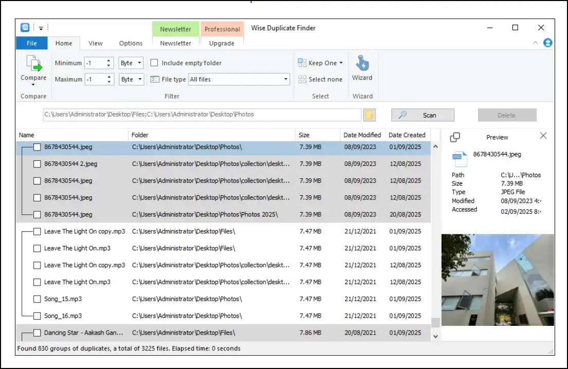 Wise Duplicate File Finder.