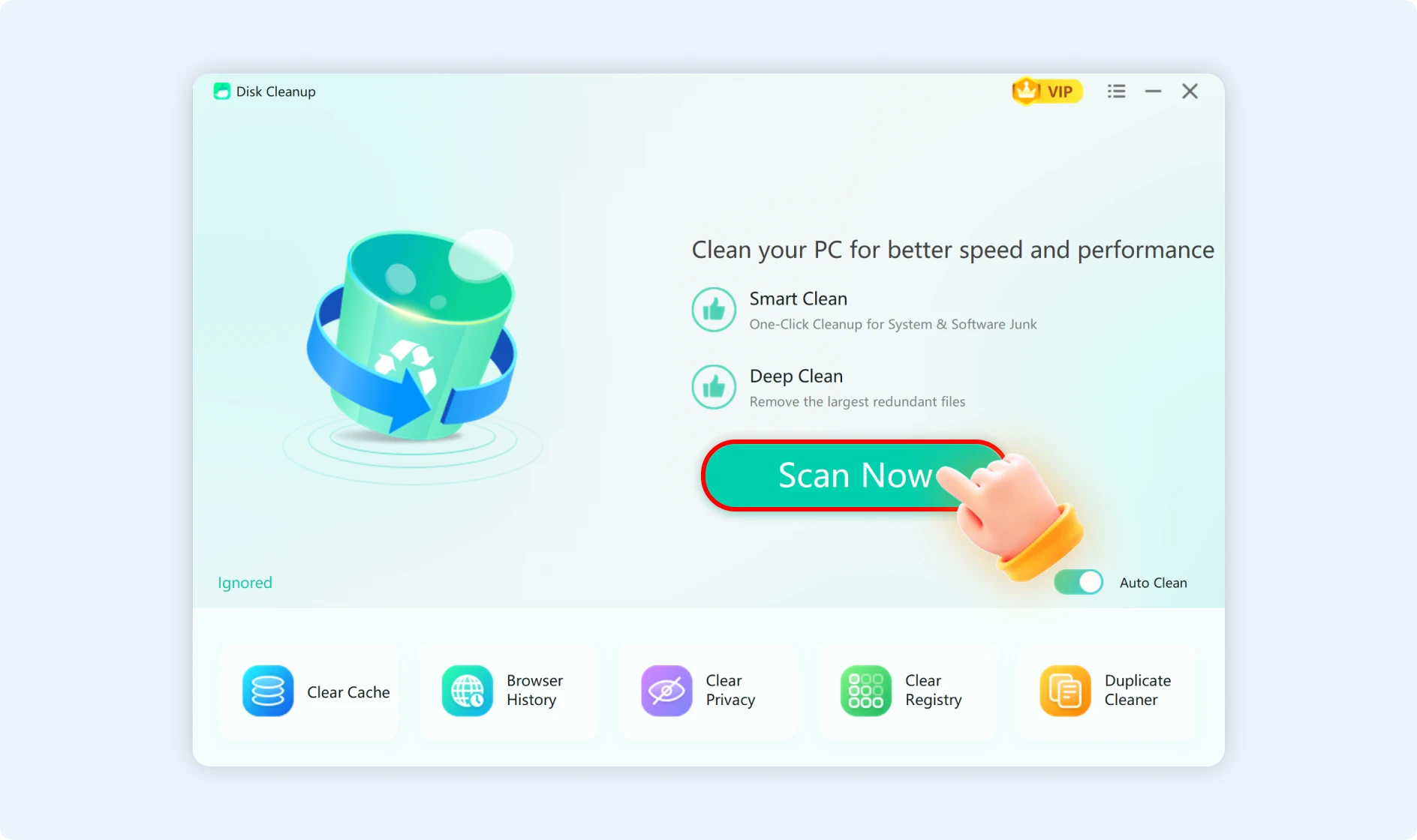 Press Scan Now to start the WMaster Cleanup scanning process.