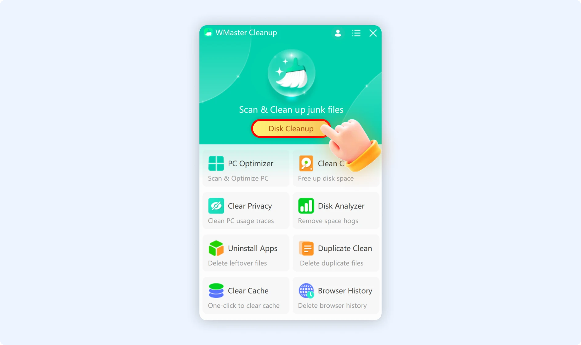 Click Disk Cleanup to scan and clean your PC.