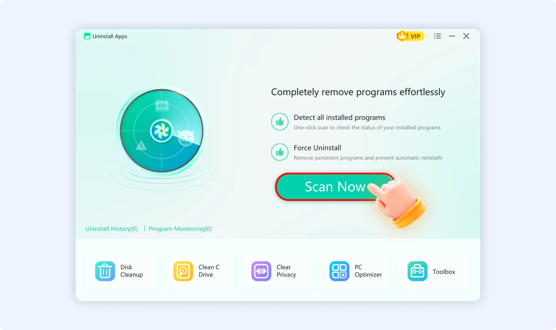 Begin the scanning process to uninstall software and remove leftover files.